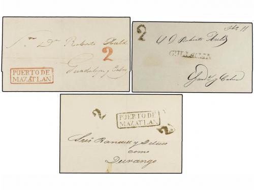 ✉ MEXICO. 1840-49. MAZATLAN. Siete cartas de PUERTO DE MAZAT