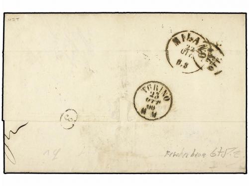 ✉ AUSTRIA. 1866 (Oct. 20). Cover from TRIEST to TURIN franke