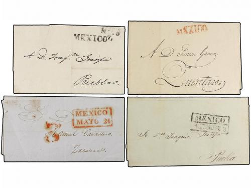 ✉ MEXICO. 1827-50. MÉXICO. Ocho cartas con marcas diferentes