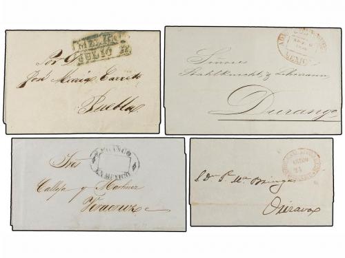 ✉ MEXICO. 1827-50. MÉXICO. Ocho cartas con marcas diferentes