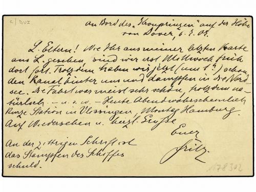 ✉ PORTUGAL. 1907. DOVER to LEIPZIG. Portugal 10 reis postal 