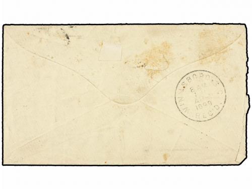 ✉ LIBERIA. 1897. Palm Tree 1c. lilac rose strip of three, us