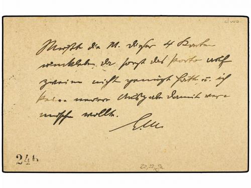 ¿ GRANADA. 1912. 1½d. brown on buff stationery card sent reg