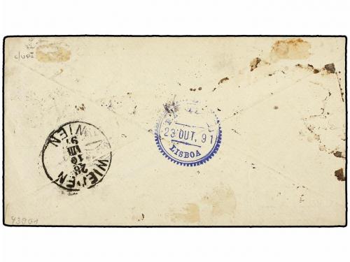 ✉ PORTUGAL. 1891. Registered cover to VIENNA (Austria) with 
