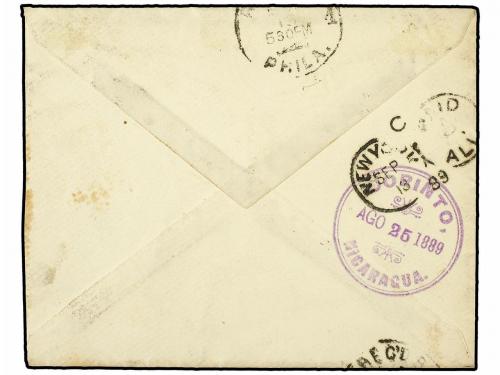 ✉ NICARAGUA. Sc. 16. 1889. MASAYA a USA. 10 cts. gris. Mat. 