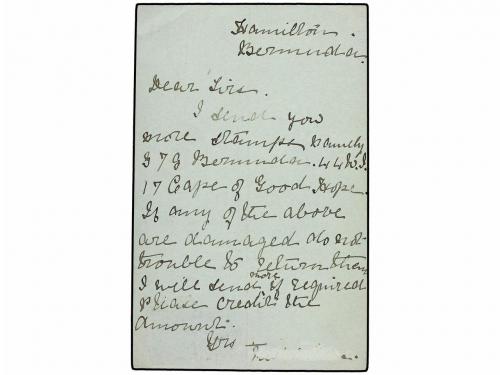 ✉ BERMUDAS. 1884 (Feb. 14). U.P.U. 1/2 d. stone on blue form