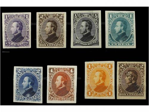(*) HONDURAS. Sc. 30/36. 1878. ENSAYOS DE COLOR. Serie compl