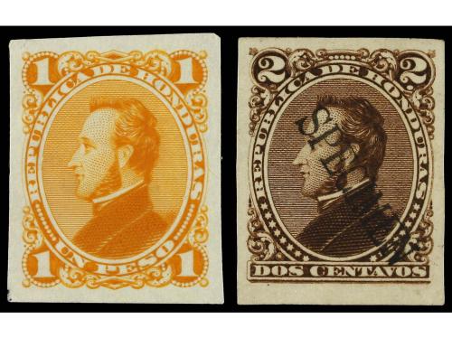 (*) HONDURAS. Sc. 30/36. 1878. ENSAYOS DE COLOR. Serie compl