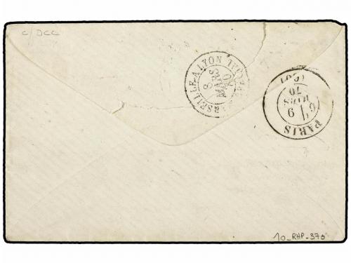 ✉ ITALIA. 1870. Sobre circulado a FRANCIA. Fechador CORPS EX