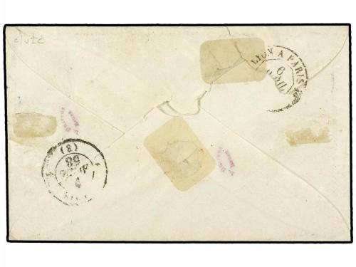 ✉ ITALIA. 1858. Sobre circulado a PARÍS con sello francés de