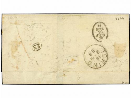 ✉ URUGUAY. 1879 (19.2). MONTEVIDEO a TORINO. Circulada con s