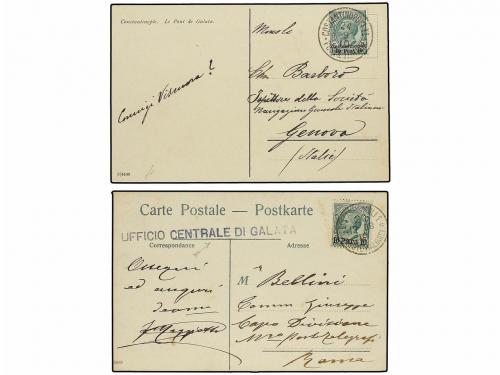 ¿ TURQUIA. 1909-10. TRES tarjetas circuladas a ITALIA con fr