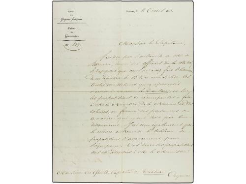 ✉ GUAYANA FRANCESA. 1851 (april 4). Official cover and print