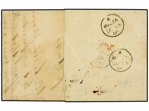 ✉ MALTA. 1866 (Oct.). Entire from Holland, bearing red "AMST