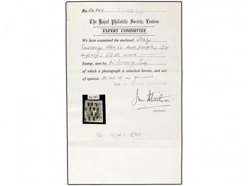 ° ITALIA ANTIGUOS ESTADOS. 1860. 1 cr. violeta castaño. Márg