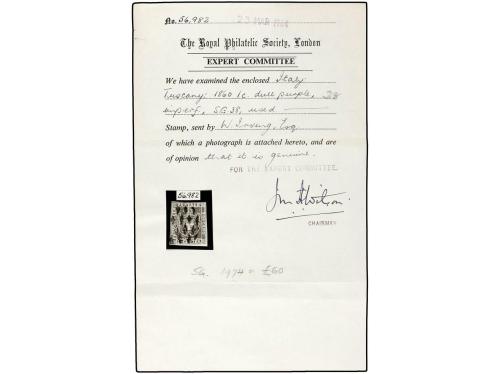 ° ITALIA ANTIGUOS ESTADOS. Sa. 17. 1860. 1 cr. violeta casta