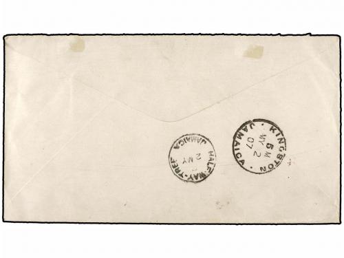 ✉ COSTA RICA. 1907. LIMON a JAMAICA. 1 ctvo., 2 ctvos.(2) y 