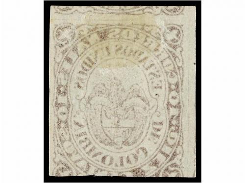 (*) COLOMBIA. 1868. 10 ctvos. lila. Impresión calcada al dor