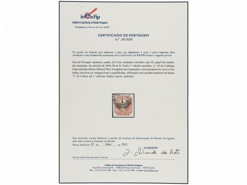 ° PORTUGAL. Af. 5. 1855. 5 reis castaño claro. Magnífico asp