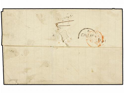 ✉ PERU. 1870. LIMA a PARIS. 1 dinero verde, marca de interca