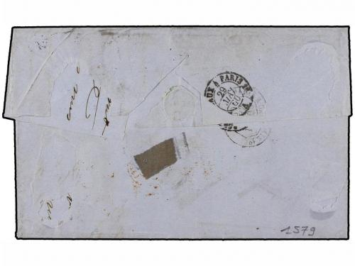 ✉ FRANCIA. 1860. BORDEAUX a LIMA. 80 cts. rosa (6), tarifa d