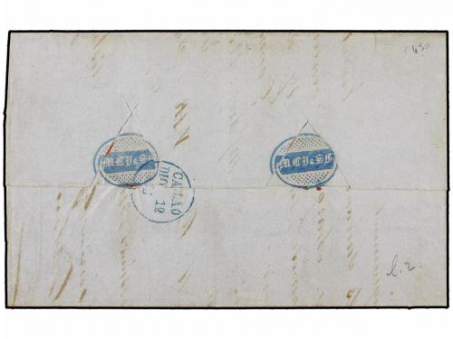 ✉ FRANCIA. 1854 (23 Agosto). HAVRE a LIMA. 20 cts. azul y 40