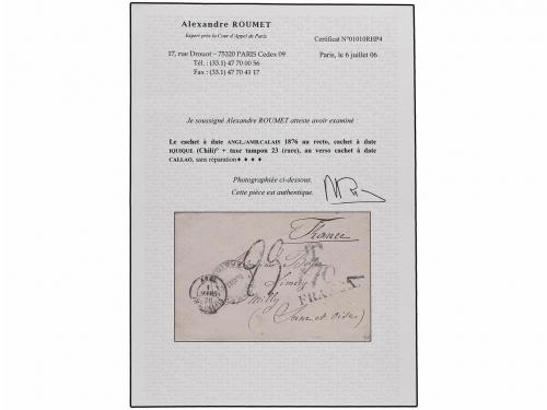 ¿ PERU. 1876 (24 Enero). IQUIQUE a FRANCIA. Fechador de Iqui