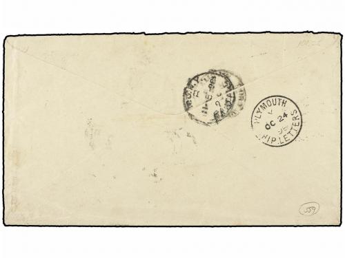 ✉ LIBERIA. 1899. 1 cto. purple and two 2 cts. bistre and bla