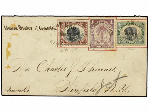 ✉ LIBERIA. 1901. Cover to USA with 1896 1 c. and 5 c. with 1