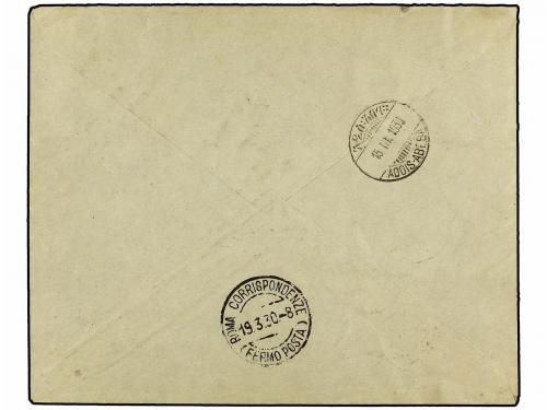 ✉ ETIOPIA. 1930 (15-III). ADDIS to ROME. UNRECORDED FLIGHT. 