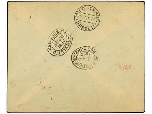 ✉ ETIOPIA. 1929 (26-XII). ADDIS to NEW YORK via Djibouti. FI