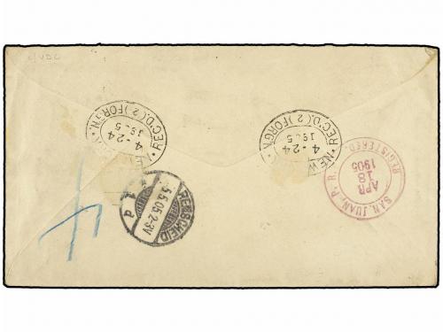 ✉ PUERTO RICO. 1905 (April 18). Registered usage of USA 2c. 