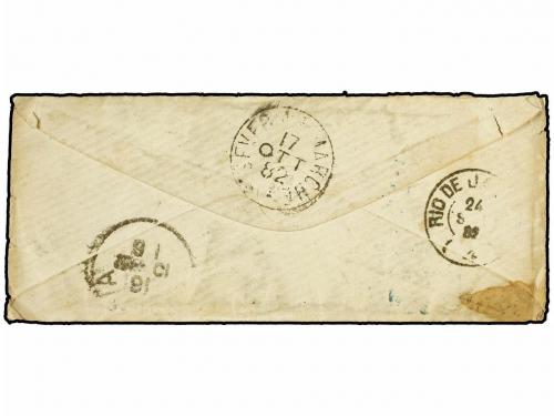 ✉ BRASIL. 1882 (24 Septiembre). RIO DE JANEIRO a ITALIA. 20 