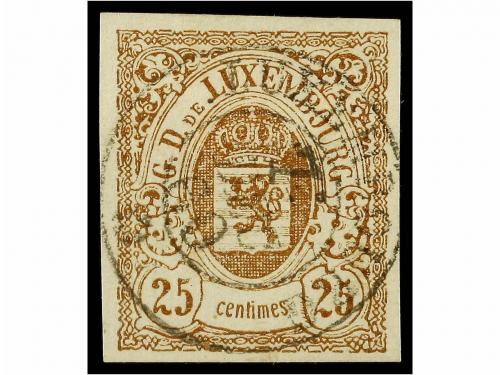 ° LUXEMBURGO. Yv. 4, 5, 7 y 8. 1859-63. 2, 4, 12 1/2 y 25 ce