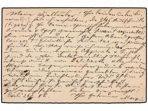 ✉ PANAMA. 1886. CALI a ALEMANIA. Entero Postal de Colombia d