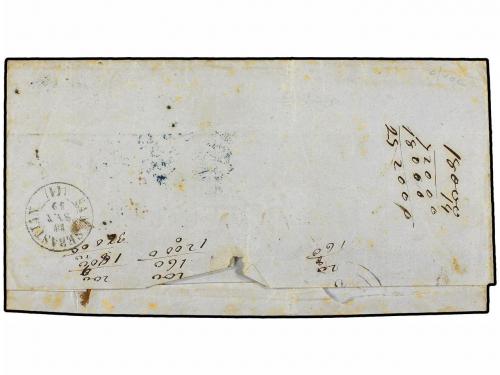 ¿ PERU. 1859. LIMA a SAN SEBASTIAN (España). 1 dinero azul c