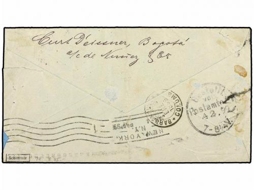 ✉ COLOMBIA. 1899. BOGOTA a BERLÍN. 1 ctvo. (3), 2 ctvos. y 5