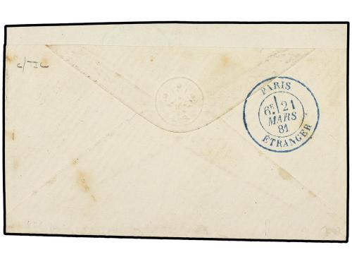 ✉ PANAMA. 1881 (23 Febrero). Sobre dirigido a FRANCIA. Marca