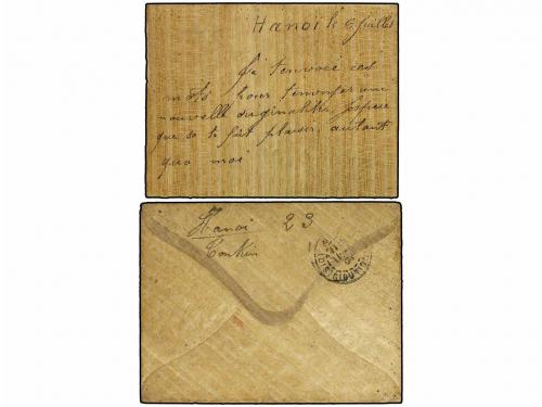 ✉ INDOCHINA. 1904. HANOI a FRANCIA. Sobre y tarjeta interior