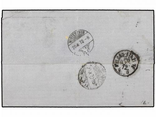 ✉ EGIPTO. Sg. 15a. 1872 (Oct. 22). Cover to WINTERTHUR (Swit