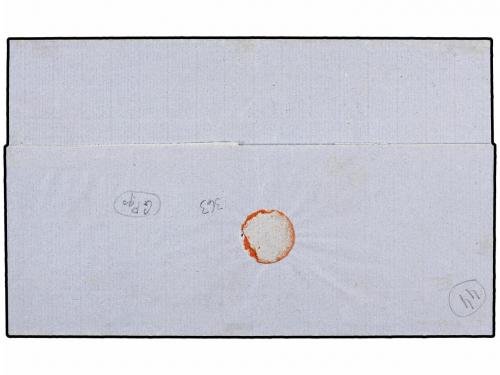 ¿ PERU. 1859. IQUIQUE a LIMA. 1 peseta rojo. Mat. de puntos