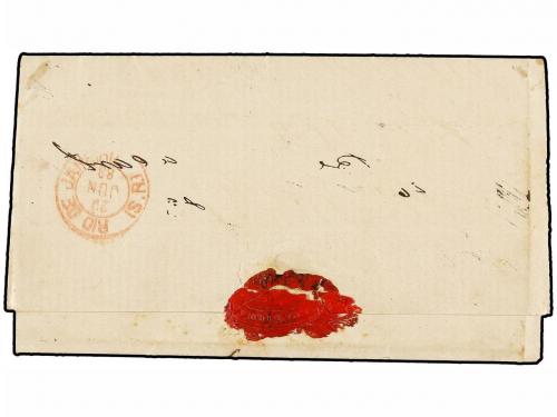 ✉ BRASIL. 1883. BAHÍA a RÍO DE JANEIRO. 300 reis bistre. Mat