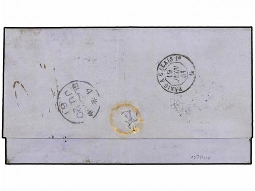 ✉ BRASIL. 1861. RÍO a GLASGOW. Fechador CORREIO GRAL. DA COR