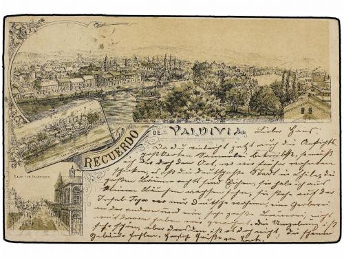 ✉ CHILE. 1898. CONCEPCIÓN a ALEMANIA. Tarjeta Postal cromoli