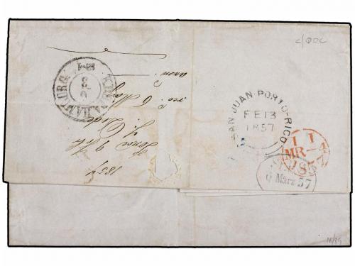 ✉ PUERTO RICO. 1857. SAN JUAN a ALTONA (Dinamarca). Circulad
