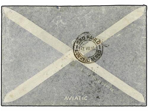 ✉ SUIZA. Mi. 245z. 1936. LES DIABLERETS to BRASIL. 2 Fr. bro