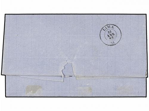 ¿ PERU. 1862 (16 Abril). IQUIQUE a LIMA. 1 dinero azul parej