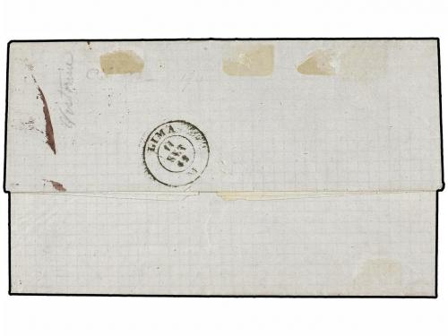 ✉ PERU. Yv. 6+6c. 1862 (9 Sept.). ISLAS CHINCHA a LIMA. 1 di