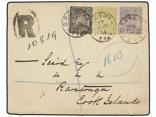 ✉ FIJI. Sg. 77, 81, 85, 98. 1895 (May 17th). Envelope regist