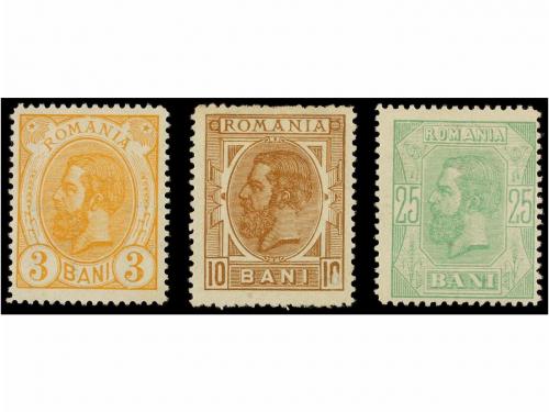 * RUMANIA. 1900. COLOUR ESSAYS. 3 bani yellow, 10 bani red b